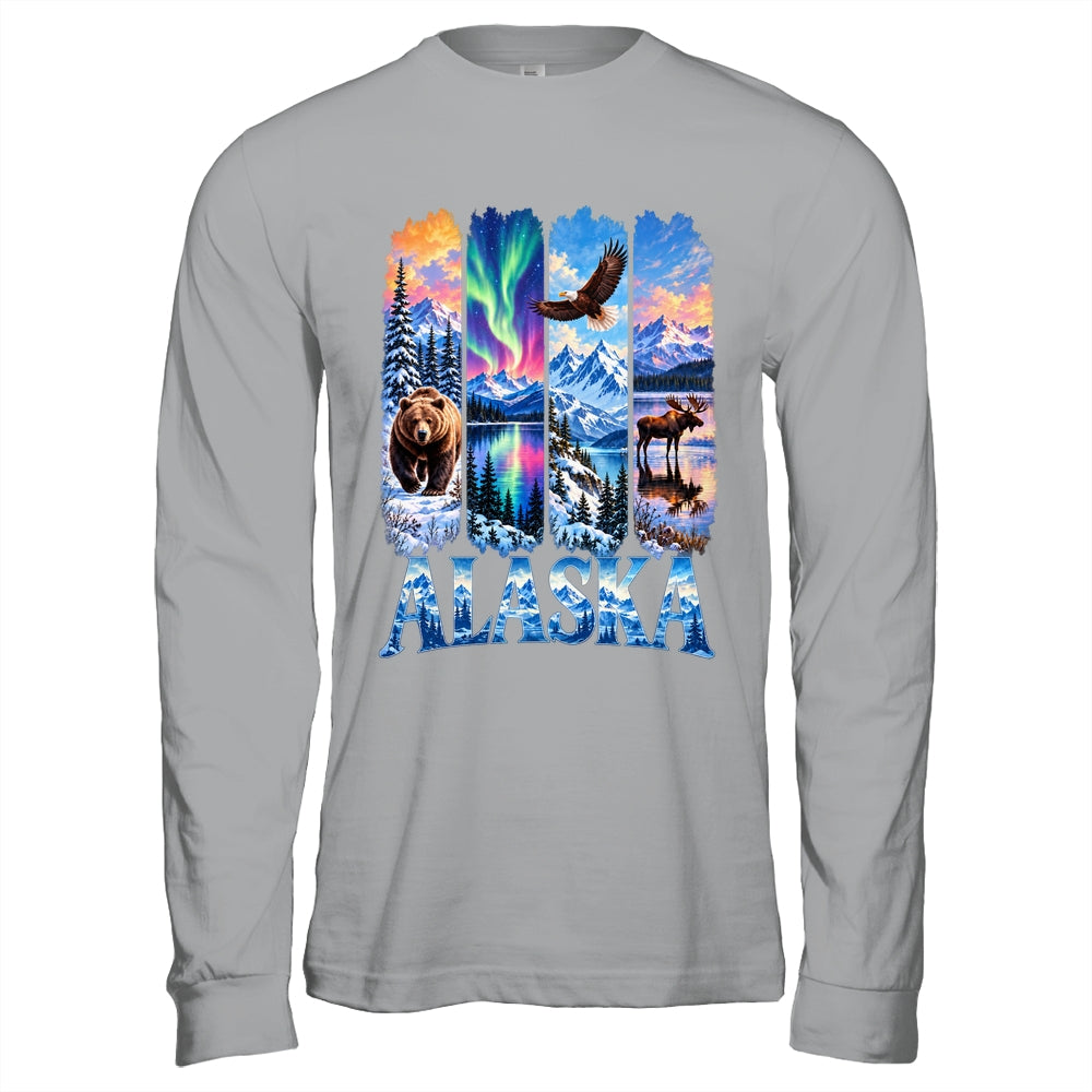 Alaska Bear Moose Eagle Aurora Lake And Mountain Wildlife Shirt & Hoodie | teecentury