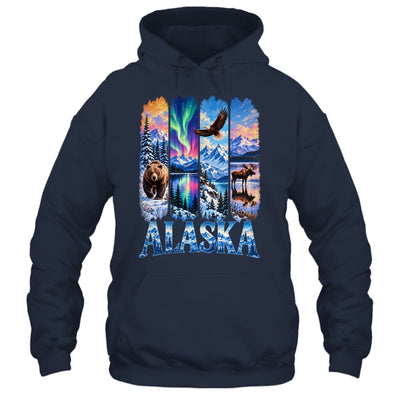 Alaska Bear Moose Eagle Aurora Lake And Mountain Wildlife Shirt & Hoodie | teecentury