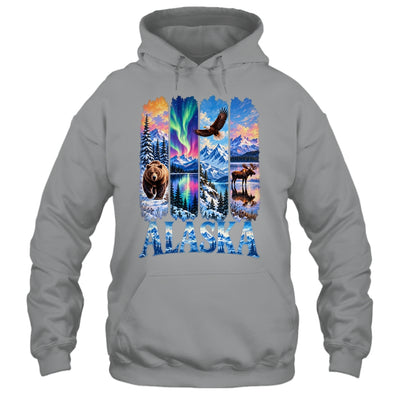 Alaska Bear Moose Eagle Aurora Lake And Mountain Wildlife Shirt & Hoodie | teecentury