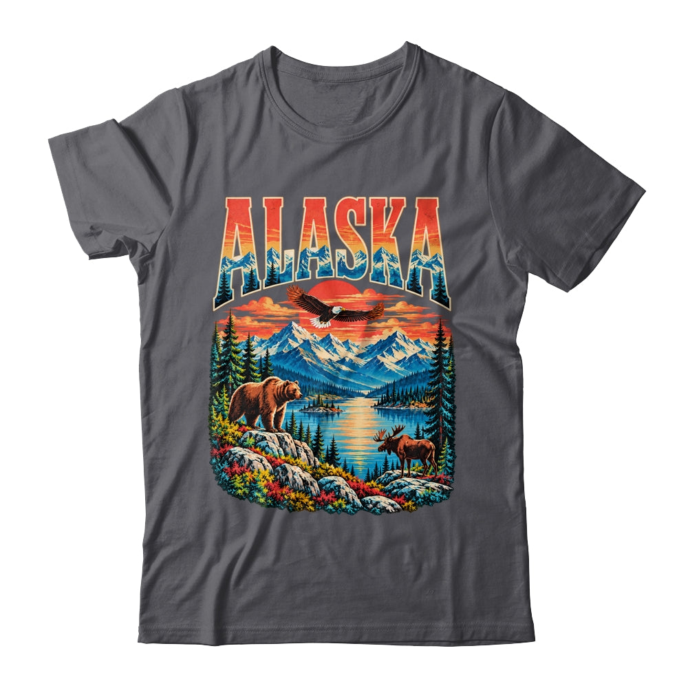 Alaska Bear Moose Eagle Lake And Mountain Aurora Vacation Shirt & Hoodie | teecentury