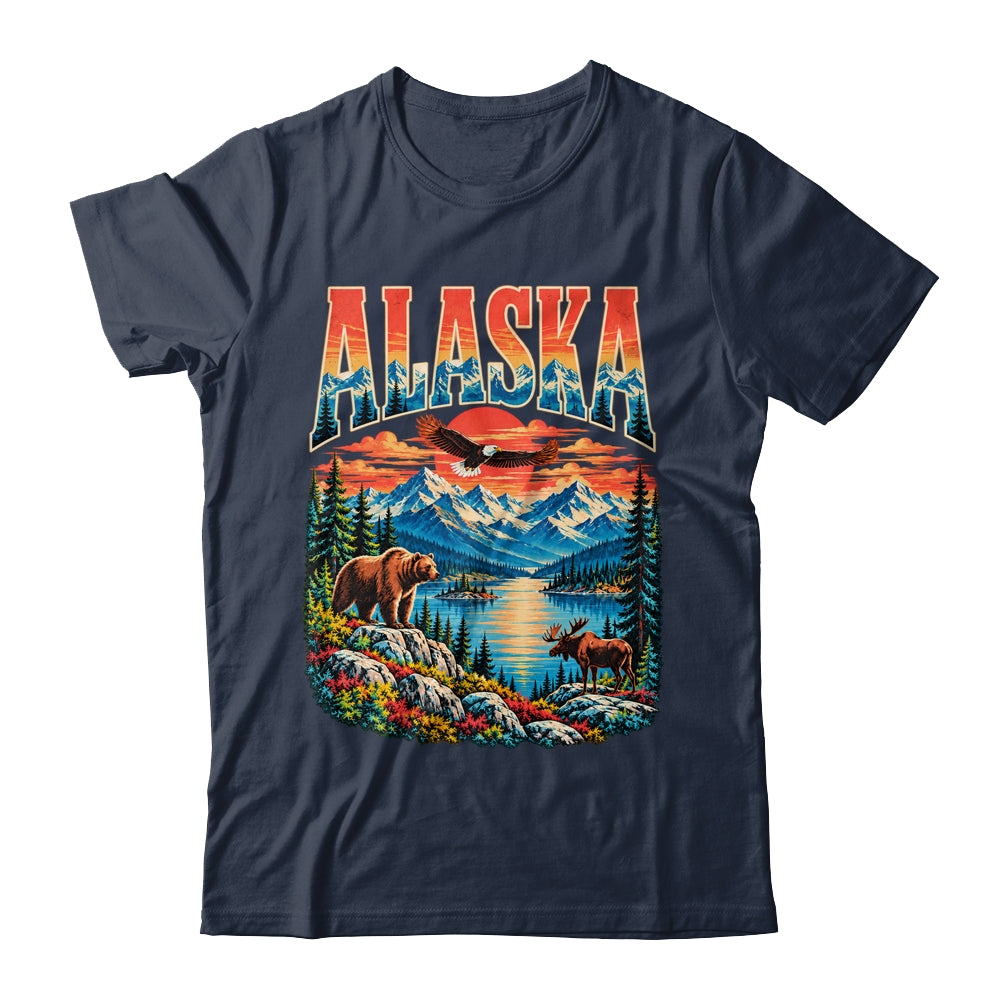 Alaska Bear Moose Eagle Lake And Mountain Aurora Vacation Shirt & Hoodie | teecentury