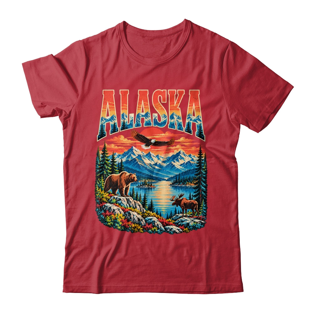Alaska Bear Moose Eagle Lake And Mountain Aurora Vacation Shirt & Hoodie | teecentury