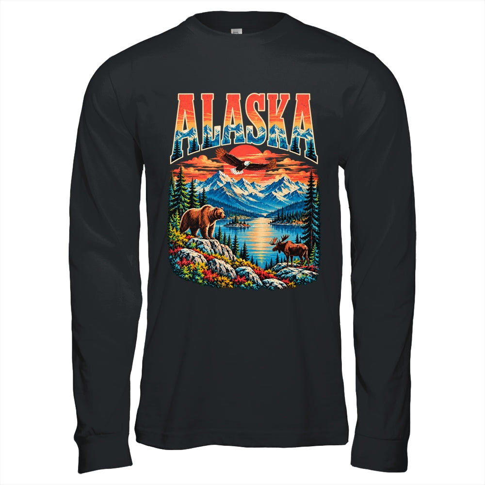 Alaska Bear Moose Eagle Lake And Mountain Aurora Vacation Shirt & Hoodie | teecentury
