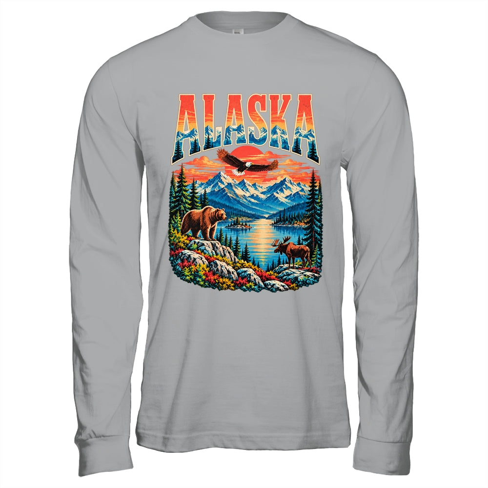 Alaska Bear Moose Eagle Lake And Mountain Aurora Vacation Shirt & Hoodie | teecentury