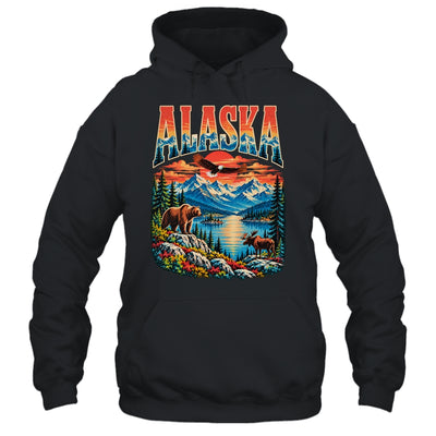 Alaska Bear Moose Eagle Lake And Mountain Aurora Vacation Shirt & Hoodie | teecentury
