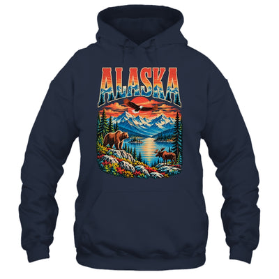 Alaska Bear Moose Eagle Lake And Mountain Aurora Vacation Shirt & Hoodie | teecentury