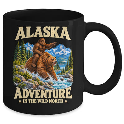 Alaska Bigfoot Riding A Bear Funny Sasquatch Vacation Mug | teecentury