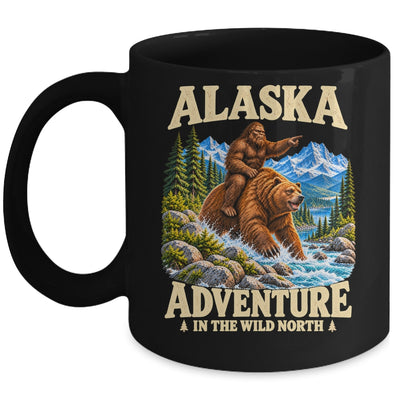 Alaska Bigfoot Riding A Bear Funny Sasquatch Vacation Mug | teecentury