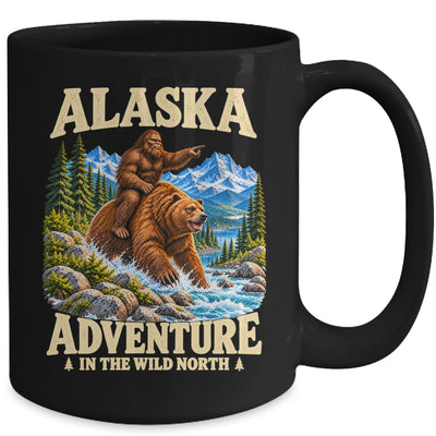 Alaska Bigfoot Riding A Bear Funny Sasquatch Vacation Mug | teecentury