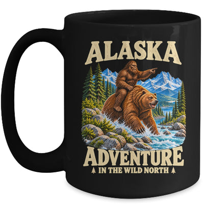 Alaska Bigfoot Riding A Bear Funny Sasquatch Vacation Mug | teecentury