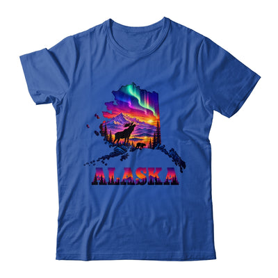 Alaska Elk Aurora Borealis Alaska State Landscape Vacation Shirt & Hoodie | teecentury