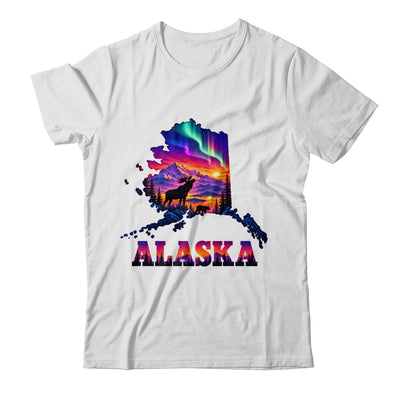 Alaska Elk Aurora Borealis Alaska State Landscape Vacation Shirt & Hoodie | teecentury