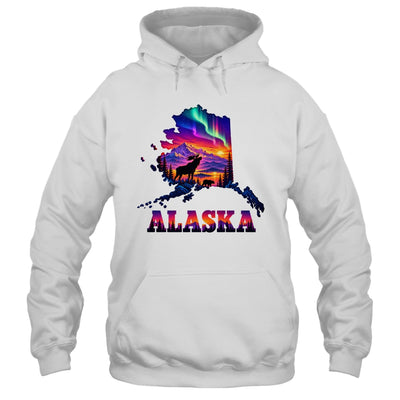 Alaska Elk Aurora Borealis Alaska State Landscape Vacation Shirt & Hoodie | teecentury