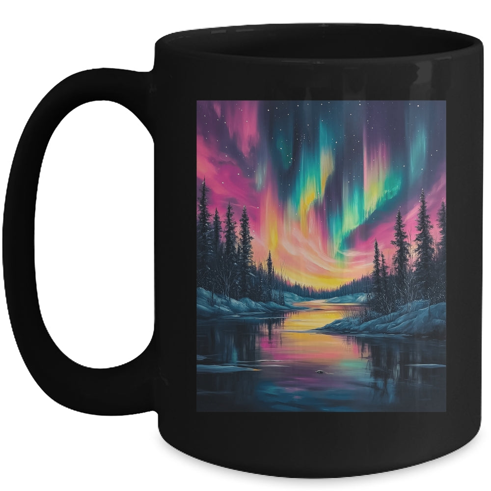 Alaska Landscape Aurora Borealis Northern Lights Vacation Mug | teecentury