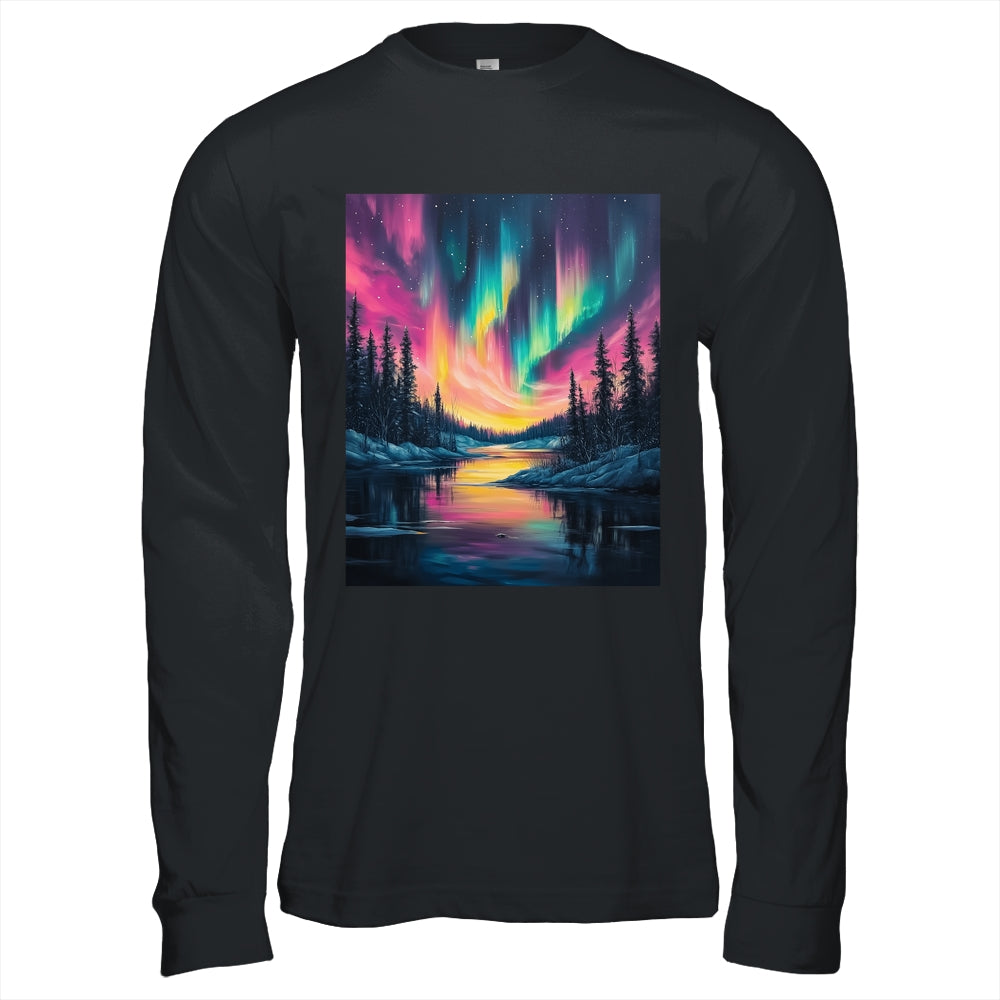 Alaska Landscape Aurora Borealis Northern Lights Vacation Shirt & Hoodie | teecentury