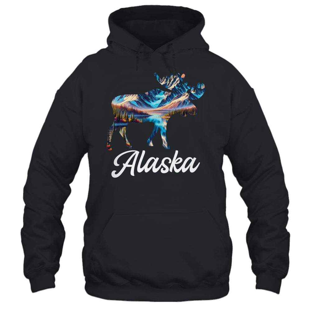 Alaska Mountains Moose Alaskan Lover Souvenir Vacation Trip Shirt & Hoodie | teecentury