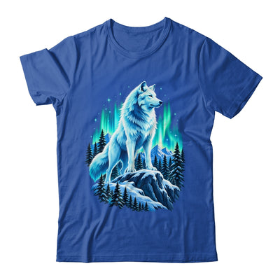 Alaska Northern Lights Arctic Up North White Wolf Lover Shirt & Hoodie | teecentury