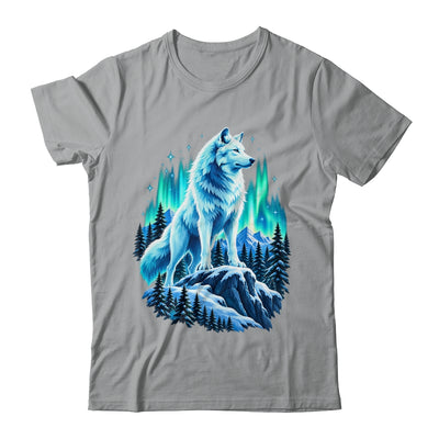 Alaska Northern Lights Arctic Up North White Wolf Lover Shirt & Hoodie | teecentury