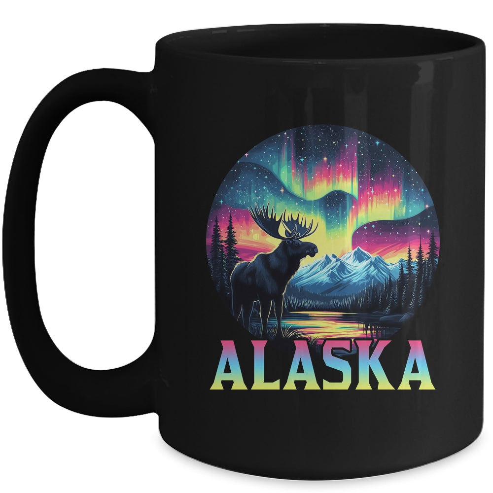 Alaska Northern Lights Aurora Viewing Alaska Vacation Moose Mug | teecentury