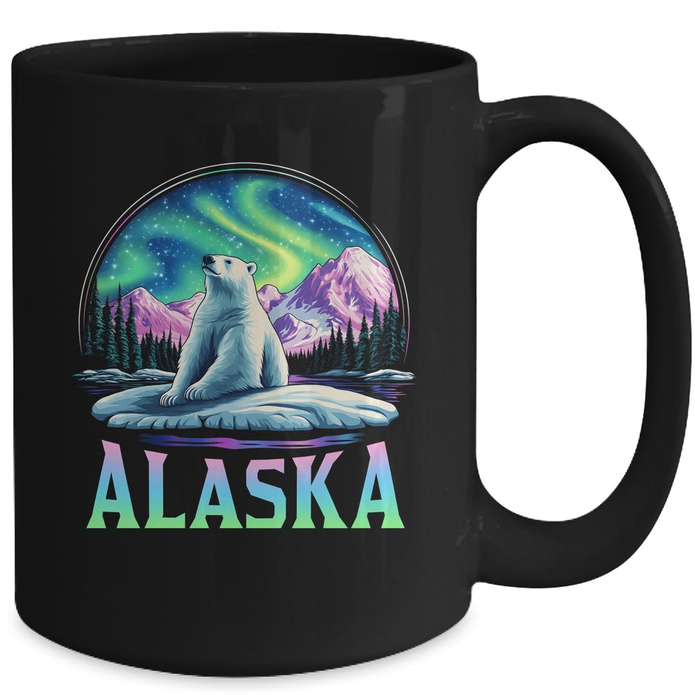Alaska Northern Lights Aurora Viewing Bear Vacation Trip Mug | teecentury