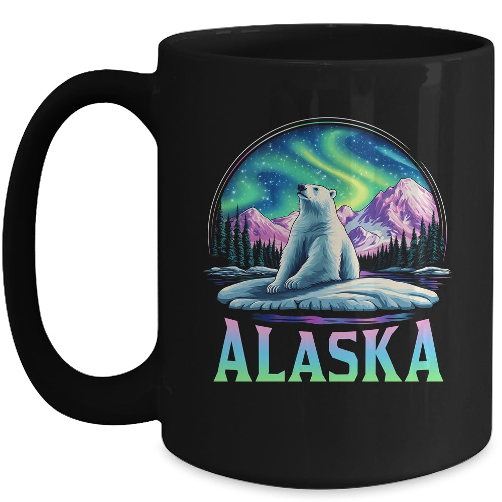 Alaska Northern Lights Aurora Viewing Bear Vacation Trip Mug | teecentury