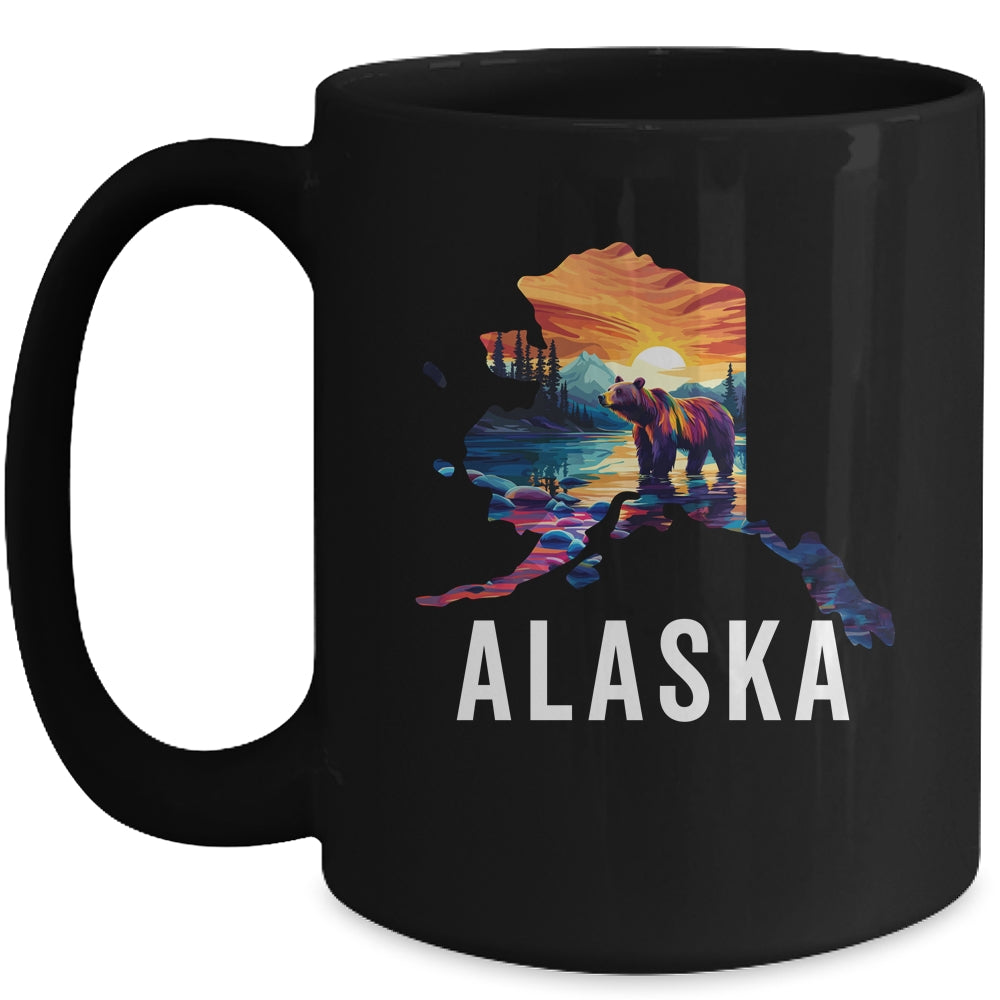 Alaskan Bear Animal Alaska Map Souvenirs Vacation Vintage Mug | teecentury