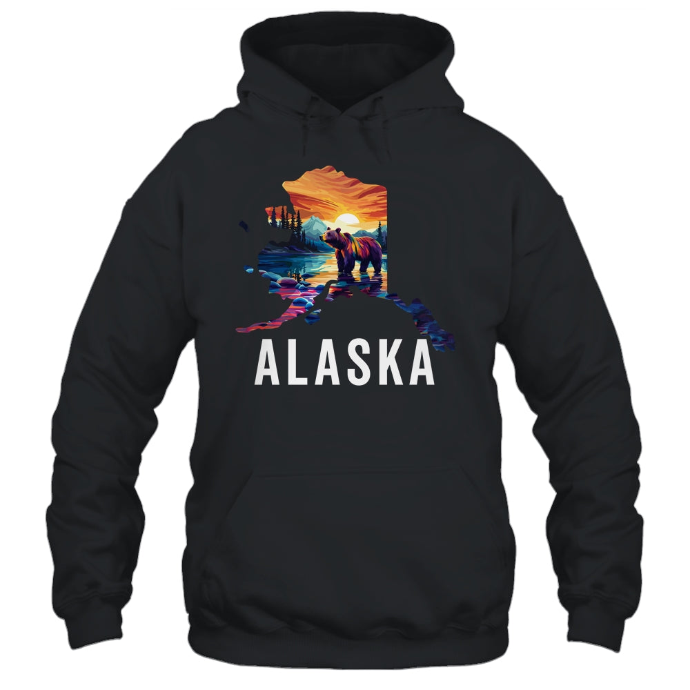 Alaskan Bear Animal Alaska Map Souvenirs Vacation Vintage Shirt & Hoodie | teecentury
