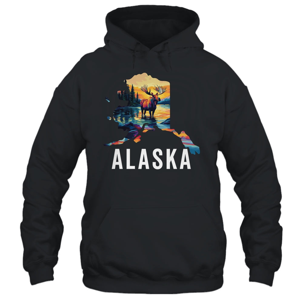 Alaskan Moose Animal Alaska Map Souvenirs Vacation Vintage Shirt & Hoodie | teecentury