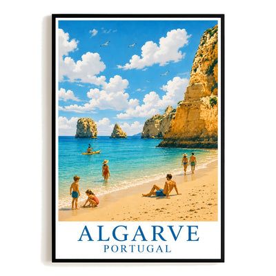 Algarve Portugal Beach Cliff Ocean Landscape Travel Poster Coastal Summer Vacation Wall Art Print Painting Picture For Home Living Room Bedroom Office Decor Unframed | teecentury