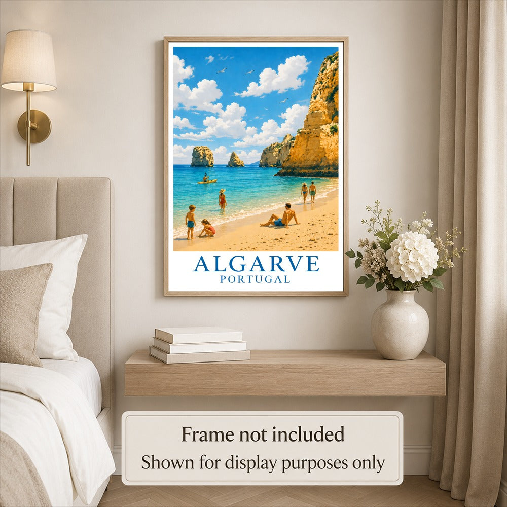 Algarve Portugal Beach Cliff Ocean Landscape Travel Poster Coastal Summer Vacation Wall Art Print Painting Picture For Home Living Room Bedroom Office Decor Unframed | teecentury