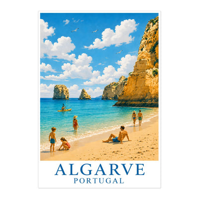 Algarve Portugal Beach Cliff Ocean Landscape Travel Poster Coastal Summer Vacation Wall Art Print Painting Picture For Home Living Room Bedroom Office Decor Unframed | teecentury
