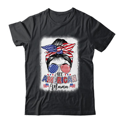 All American Mama Proud Mom Messy Bun Patriotic 4th Of July Shirt & Tank Top | teecentury