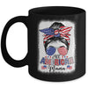 All American Mama Proud Mom Messy Bun Patriotic 4th Of July Mug | teecentury