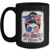 All American Mama Proud Mom Messy Bun Patriotic 4th Of July Mug | teecentury