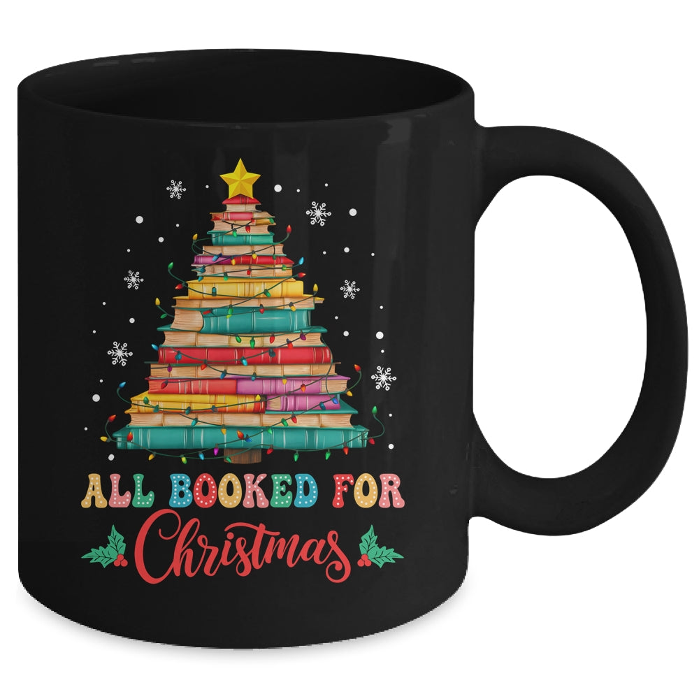 All Booked For Christmas Book Christmas Tree Lights Mug | teecentury