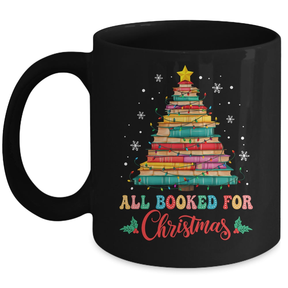 All Booked For Christmas Book Christmas Tree Lights Mug | teecentury