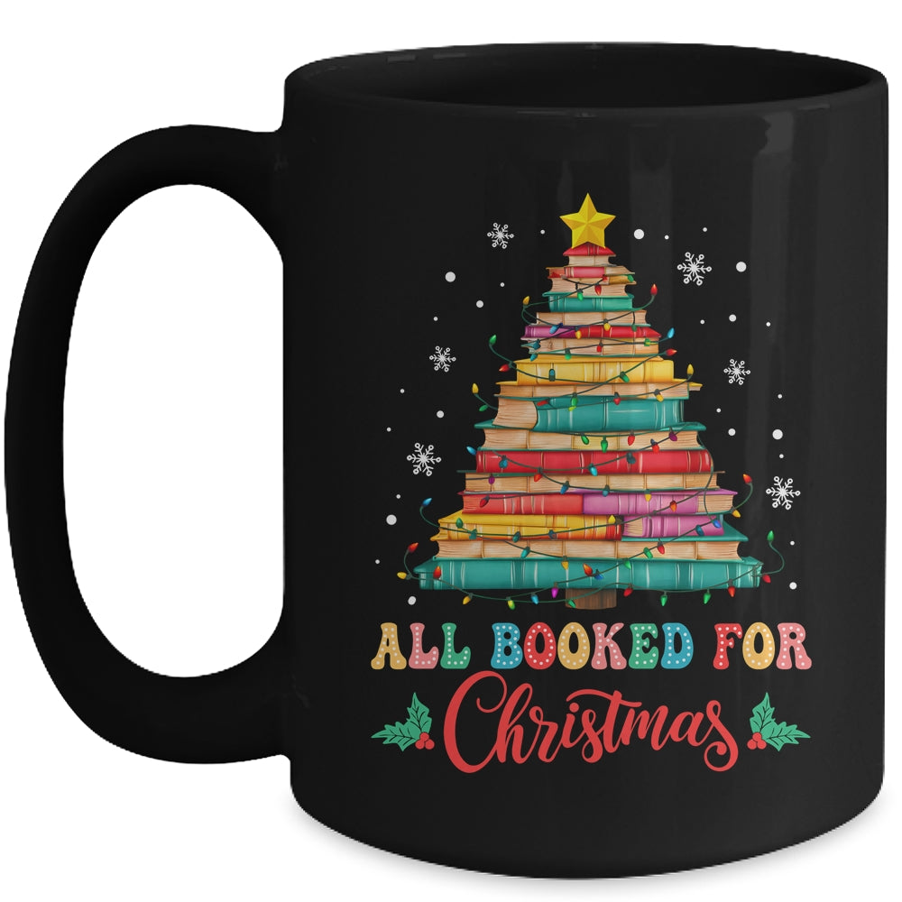 All Booked For Christmas Book Christmas Tree Lights Mug | teecentury