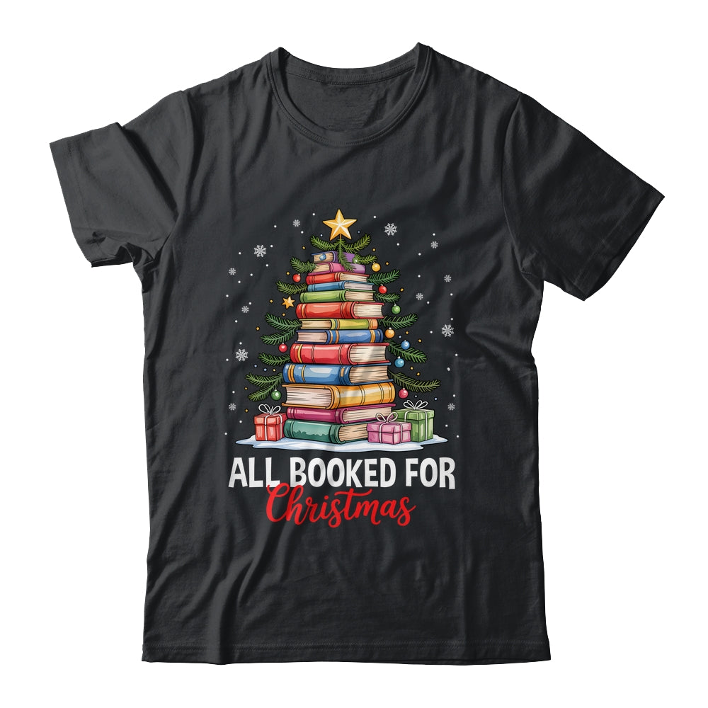 All Booked For Christmas Coquette Books Teacher Xmas Tree Shirt & Sweatshirt | teecentury