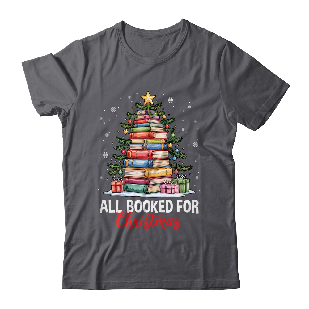 All Booked For Christmas Coquette Books Teacher Xmas Tree Shirt & Sweatshirt | teecentury