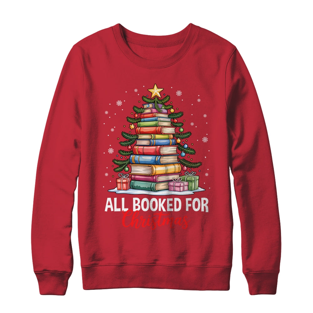 All Booked For Christmas Coquette Books Teacher Xmas Tree Shirt & Sweatshirt | teecentury