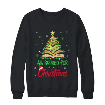 All Booked For Christmas Vintage Librarian Xmas Tree Lights Shirt & Sweatshirt | teecentury