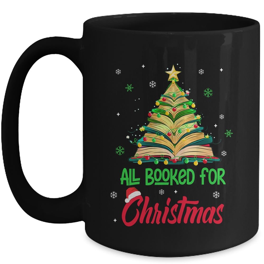 All Booked For Christmas Vintage Librarian Xmas Tree Lights Mug | teecentury
