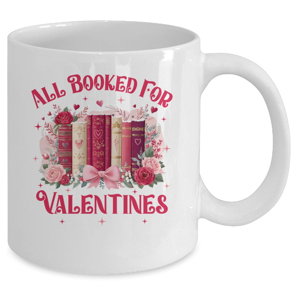 All Booked For Valentines Book Lover Floral Teacher Design Mug | teecentury