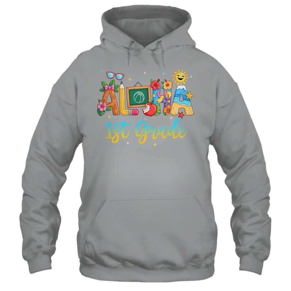 Aloha 1st Grade Teacher Life Summer Vacation School Beach Shirt & Tank Top | teecentury