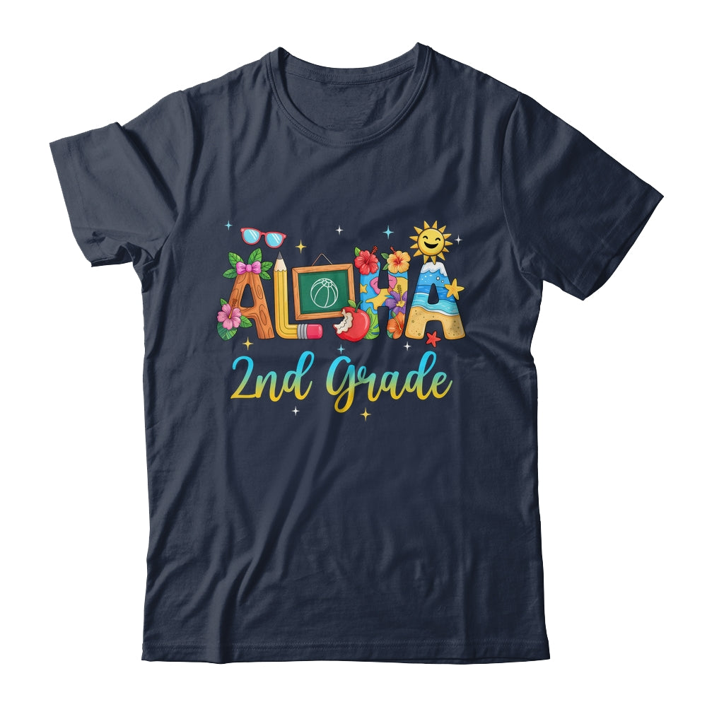 Aloha 2nd Grade Teacher Life Summer Vacation School Beach Shirt & Tank Top | teecentury