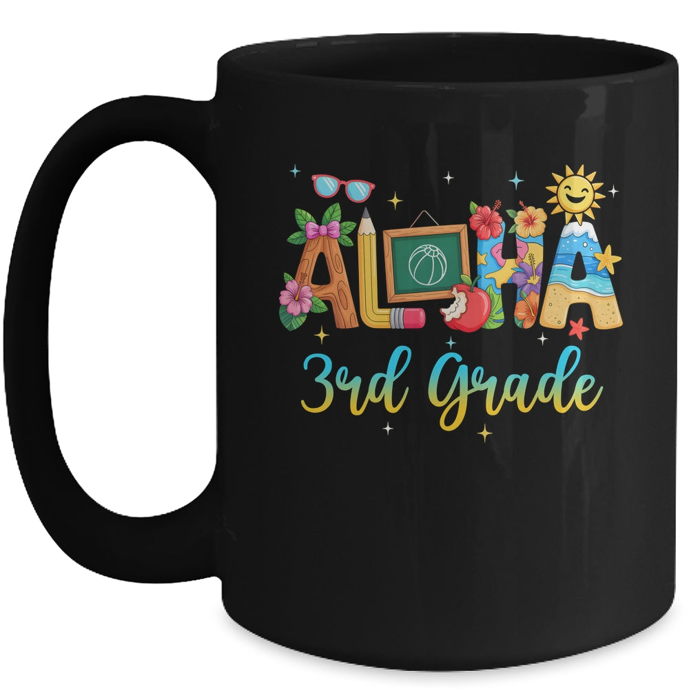 Aloha 3rd Grade Teacher Life Summer Vacation School Beach Mug | teecentury