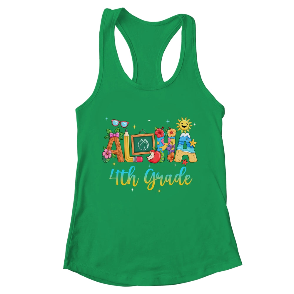 Aloha 4th Grade Teacher Life Summer Vacation School Beach Shirt & Tank Top | teecentury