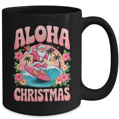 Aloha Christmas Santa Claus Surfing Hawaiian Mele Kalikimaka Mug | teecentury