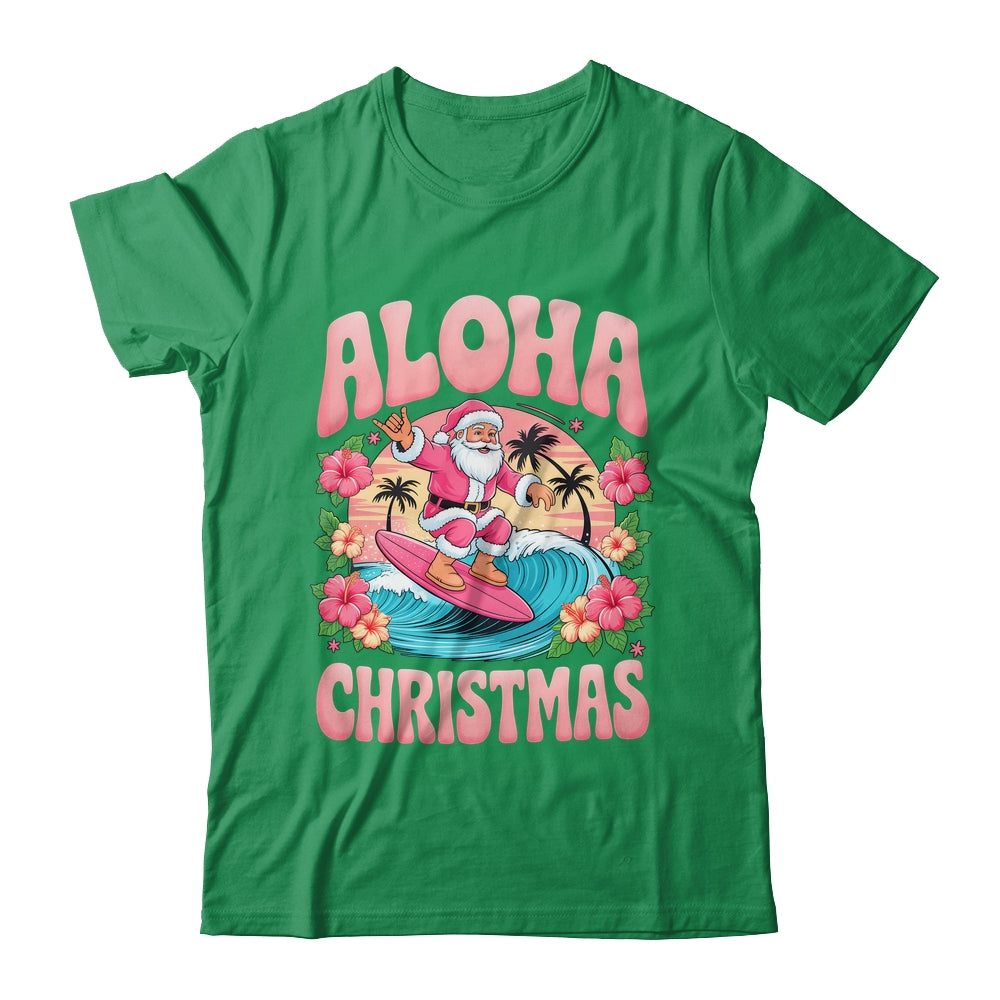 Aloha Christmas Santa Claus Surfing Hawaiian Mele Kalikimaka Shirt & Sweatshirt | teecentury