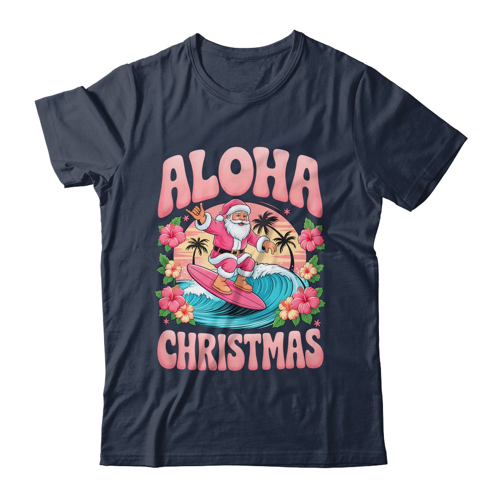 Aloha Christmas Santa Claus Surfing Hawaiian Mele Kalikimaka Shirt & Sweatshirt | teecentury